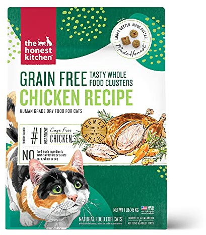 The Honest Kitchen Human Grade Dry Cat Food, Whole Food Clusters Grain Free Dry Cat Food, Chicken 1 lb Trial Pouch