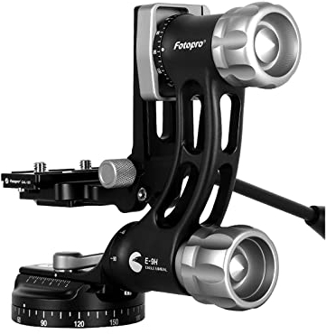 Fotopro E-9H Gimbal Head, 360 Degree Panoramic Aluminum Tripod Head with 1/4 UNC Arca-Swiss Long Plate Ideal for Wildlife Photography Birdwatching Max Loading Up to 66 lb/30kg