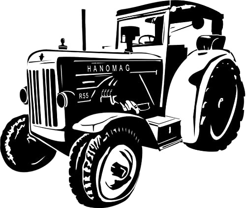 Autoaufkleber: HANOMAG R55, Traktor, Oldtimer (Schwarz - 710 mm x 600 mm)