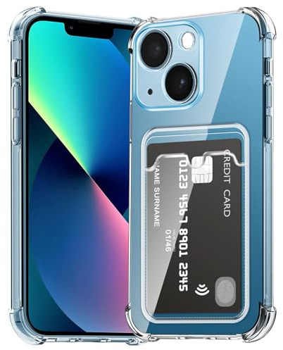 ÁRBOLORO Coque pour iPhone 13 Mini Etui Transparente avec Fente Carte TPU Silicone Protection Housse Soft Bumper Anti-Choc Anti-Rayure Case pour iPhone 13 Mini