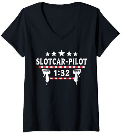Damen Slotracing Slotcars Spruch Slotrace Regler Slotcar T-Shirt mit V-Ausschnitt