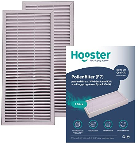 Hooster 2 Stück Filter passend für Pluggit Avent P300(N) P 300 (N) | Filterklasse F7 (Feinstaub/Pollen etc.) | Alternative zu Pluggit APFG4F7-300