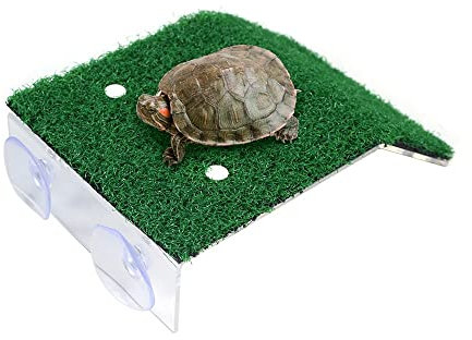 MiOYOOW Schildkrötenbadeplattform Simulations Rasenbadeplattform Schildkröte Rampe Plattform Aquarium Schildkröten Kletterleiter für Aquarium Dekoration