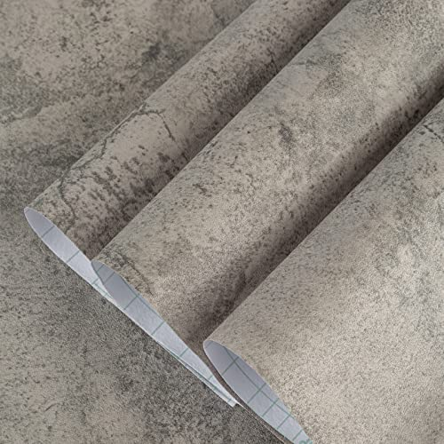 TOTIO Graues Betonkontaktpapier Retro-Industrielle Tapete 3D-Wandbild mit Zementmuster Selbstklebende Wasserdichte Möbelaufkleber Vinyldekorpapier für Schlafzimmer Wohnzimmer 40CMx9M Verdicken Matt