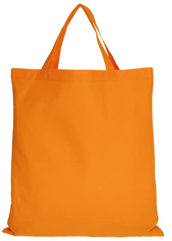 TEXXILLA 10 Stück Baumwolltasche - 28 Farben | mit Zwei kurzen Henkeln | 38x42cm | Jutebeutel | Einkaufstasche | unbedruckt, Farbe:Mandarin, Größe:10 Stück