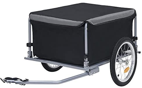 vidaXL Fahrrad Lastenanhänger Fahrradanhänger Transportanhänger Handwagen Radanhänger Gepäckwagen Anhänger Transportwagen Schwarz Grau 65kg
