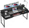 ODK Schreibtisch mit 2 Schubladen, Computertisch mit Tastaturablage, Bürotisch PC-Tisch mit Monitorablage Höhenverstellbaren für Home Office (Schwarz, 160x53x90cm)