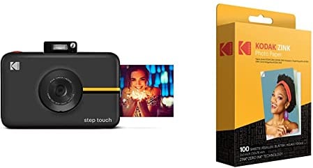 KODAK Step Touch | 13MP Digitalkamera & Instant-Drucker | Schwarz & 2 x3 Premium Zink Fotopapier (100 Blatt) Kompatibel mit Kodak PRINTOMATIC-, Kodak Smile- und Step-Kameras und -Druckern
