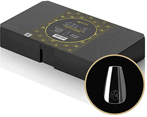 Apres Gel-X Sculpted Coffin Short 2.0 Box of Tips, 14 Sizes, 600 Pieces, Black, 600 Count (Pack of 1), black, Short