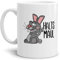 Tassendruck Tasse mit frechem Motiv - Hase zeigt Mittelfinger Halts Maul - Geschenke für Freunde und Kollegen zum Geburtstag, Ostern | Spruch-Tasse Weiß, 300ml