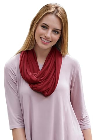 Lina & Lily Modal Premium Jersey Loop Schal für Damen Herren (Dunkelrot)