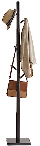 YMYNY Portemanteau en Forme d'Arbre, Portant à Vêtements en Bois Massif, Hauteur 176CM, Support sur Pieds avec 8 Crochets, pour Manteaux, Chapeaux, Sacs, pour Entrée, 29×29×176CM Noir HCR002B