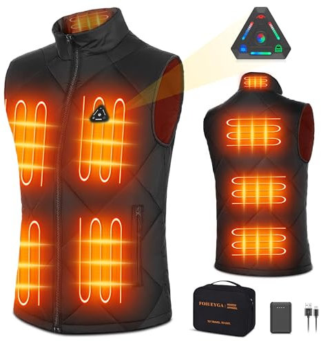 Foiueyga Battery Heated Gilet for Women Men, Electric 8 Heating Zones Vest Winter Heated Gilet for Outdoor Warm