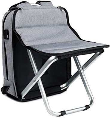 AANAN Campingstühle, Fischerei Im Freien Klappstuhl Rucksackstuhl Tragbare Aluminiumlegierung Rucksack Klapphocker Angelstuhl Fischereiausrüstung/Argento/Hellgrau