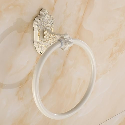Porta asciugamani laccato porta asciugamani da bagno pendente da toilette, anello asciugamano bianco