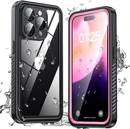 ANTSHARE Case for iPhone 15 Pro Max, IP68 Waterproof Dustproof Cover with Built-in Screen Protector, Full Body Sealed Shockproof Cover for iPhone 15 Pro Max 6.1” (Pink)