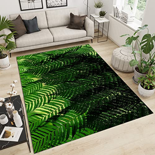 YEMYOR üppiger Dekorativer Teppich Mit Grünen Blättern, Bequemer, Kurzfloriger, Rutschfester Latex-Teppich, Geeignet Für Kinder- Und Jugendzimmer, Wohnzimmer Und Büros-60x100cm