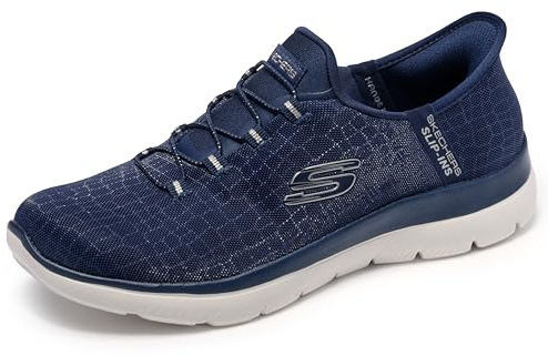 Skechers Damen Summits Classy Night Slip-InTurnschuhe, Navy Mesh/Silver Trim, 41 EU