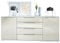 Vladon Sideboard Linio V2 166,5 x 72,5 x 35 cm Anrichte mit 2 Türen und 4 Schubladen, Korpus in Weiß matt, Fronten in Creme Hochglanz