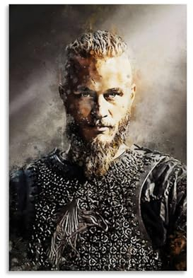 Ragnar Lothbrok Vikings Poster, Wandkunst, Poster, Geschenk für Freunde, Schlafzimmer, Wohnzimmer, Dekoration, modernes ästhetisches Poster, dekorative Malerei, Leinwand, Wandposter und Kunstdruck,