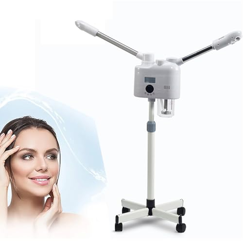 NGARY Vaporizador Facial Frío Y Caliente 2 En 1, Vaporizador Facial con Ruedas con Pulverizador Giratorio De 360°, para Hidratar Profundamente La Piel