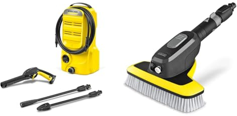Bundle of Kärcher K 2 Classic Pressure Washer + Kärcher WB 7 Plus 3-in-1 Corded Electric Wash Brush, 3 Functions: Foam Jet, High-Pressure Flat Spray Nozzle, Soft Brush,
