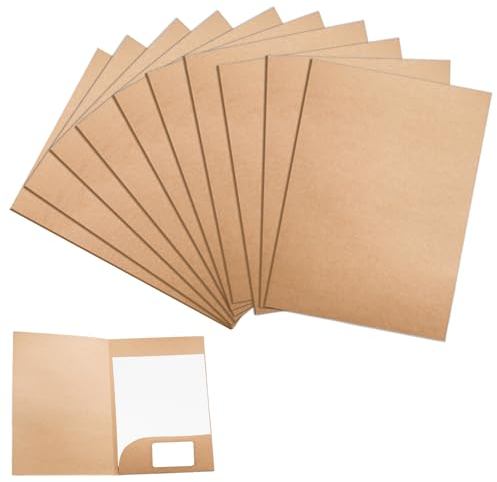 Porte-documents en papier kraft : TOATELU Lot de 10 porte-documents en carton A4, porte-documents avec pochette, porte-documents pour documents réunions