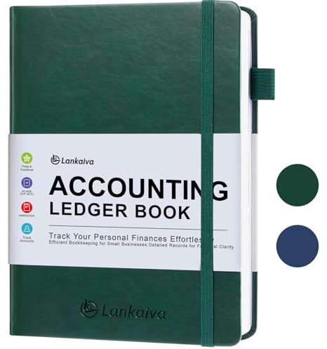Buchhaltungsbuch, Buchhaltung für persönliche und kleine Unternehmen, Ausgaben-Tracker-Notizbuch für Ausgaben, Einlagen und Saldo, A5-Logbuch für Kleinunternehmen, Grün