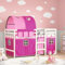 Festnight Kinderhochbett mit Tunnel Rosa 90x190 cm Massivholz Kiefer,Familienbett, Bettgestell, Bettrahmen, Bett Gestell, Doppel Bett, Einzelbett