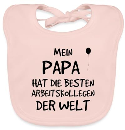 Spreadshirt Mein Papa Hat Beste Kollegen Geschenk Geburt Bio Baby Lätzchen Waschbar, One size, Rose