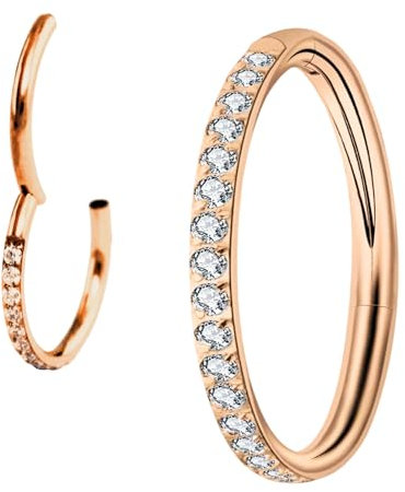 Medinah 16G Titanium Nasenpiercing Septum Piercing – Universal Scharniersegment für Septum, Nase, Lippe, Ohr – Gauge 1.2mm – Durchmesser 6-14mm (1,2 mm Stabstärke | 8 mm Innendurchmesser, Rosegold)