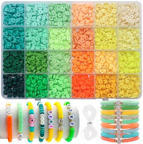Liangding Perline per Braccialetti, 2500 Pezzi 24 colori Perline Piatte di Argilla Polimerica Piatte Rotonde, Kit Braccialetti per Collana, Orecchini, Fai da Te