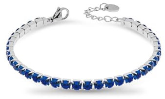 FREDDY - Bracciale Tennis In Acciaio Argento Con Gemme Blu, Donna, Grigio, Unica
