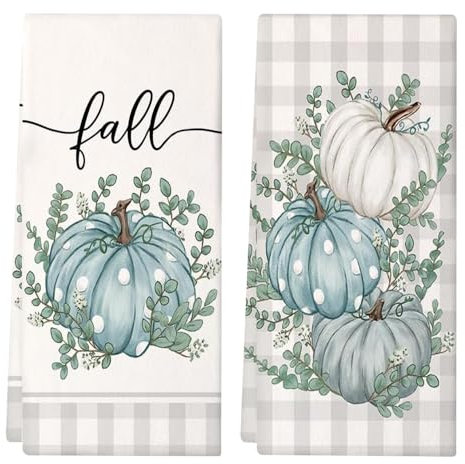 FDEETY Halloween Paños de Cocina 43 x 66 cm Calabazas Decoración Microfibra Toallas Juego de 2 Unidades Verde