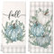 FDEETY Halloween Küchentücher Kürbis Print Handtuch Geschirrtücher 43x66 cm Mikrofaser Handtücher 2er Set blau