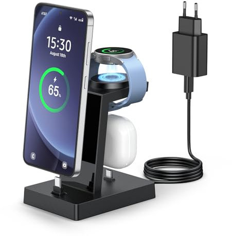 Ladestation für mehrere geräte - NANAMI 30W USB C Schnellladestation kompatibel mit Samsung Watch und Handy, 3 in 1 Ladegerät für Galaxy S/Z Flip/Z Fold/A Serie,Galaxy Watch Ultra/7/6/5/4, Galaxy Buds
