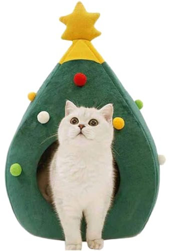 Weihnachtsbaum Katzenhaus? Indoor Katzenhöhle Bett, tragbares Haustierzelt | Weihnachten Haustier Haus für Katzen und Hunde, Kleintierheim Tierheim, gemütliches Katzenbett mit wetterfestem Design