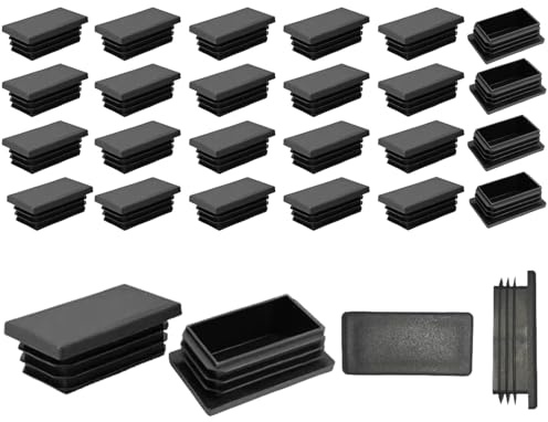 24PCS Rectangular End Caps 30 * 50mm,Black Plastic Plugs,Insert Plugs Pipe Cover for Furniture,Tables,Chairs