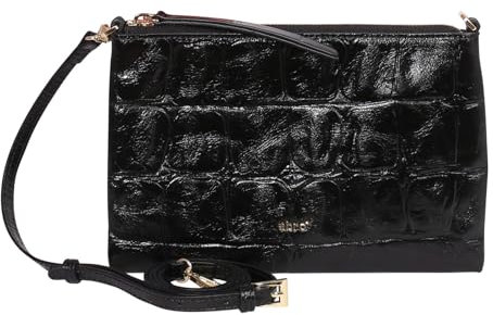 Abro Leather Maxi Cocco All Day Crossbody Bag Black/Gold
