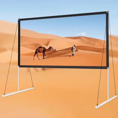 OPOLDBDMAC Outdoor Projector Screen,84/100/120 Inch 16:9 4K Fixed Frame Double-Sided Projection Screen, Portable Anti-Crease Cinema Screen, For Bar Halloween Camping Party(84-inch 16:9)