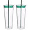 Yisituo 2 Pack 710ml Iced Coffee Cup, Plastic Tumbler with Straw and Lid, Reusable Double Wall Water and Cold Cups(2, Green)