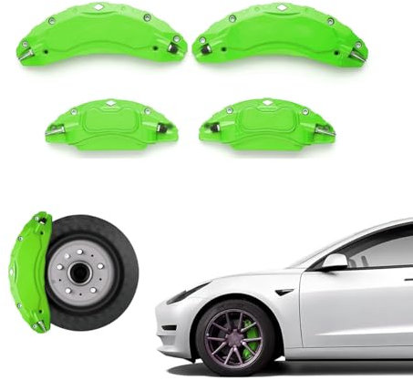 4pcs Car Wheel Brake Caliper Cover Stickers For Audi Q7 6/7 Seats 2006 2007 2008 2009-2023, Aluminum Brake Pads 3d Style Front Rear Exterior Body Kit With logo pattern,D Green