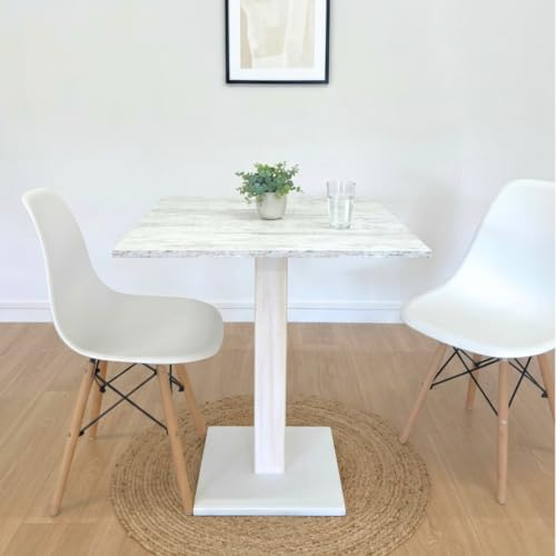 Generico Bistrotisch quadratisch mit zentralem Fuß 60/70/80 cm weiß antik A428 - weiß, 60 x 60