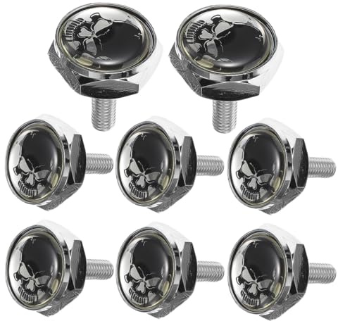 VALICLUD 8stücke Totenkopf Nummernschildschrauben Aus Edelstahl Anti-diebstahl Befestigungen Für Autos Und Motorräder Schnellinstallation Eyecatching Dekorationsdesign