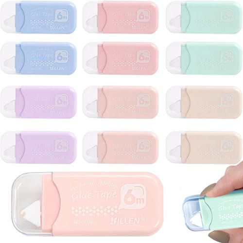 CUVZORA 12 Stück Klebebandroller, Kleberoller Doppelseitig, Fotokleber Doppelseitig Selbstklebend, Scrapbooking Zubehör, Ideal für Karten Basteln und Scrapbook Projekte
