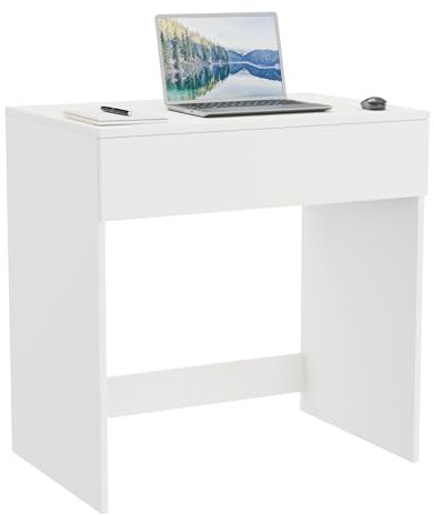ComfortCove Weiß Computertisch mit Schublade, Schreibtisch für Laptop, Gaming Tisch, Funktionaler Arbeitsplatz für Zuhause oder Büro, Platzsparender Tisch zum Lernen, Arbeiten oder Gaming, 75 cm