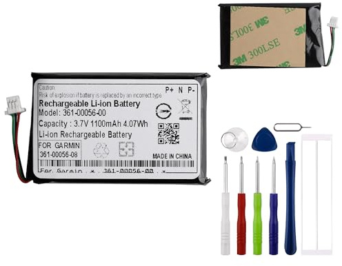 E-yiiviil 361-00056-00 Ersatzakku 1100mAh/3.7V Kompatibel mit Garmin DriveSmart 5, 50 LMT-D, 51 LMT-D EU, 55, 61 LMT-S, 65 GPS Navigation Navi with Tools