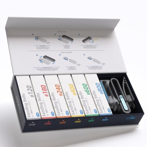 HOZO NeoBlock Premium Geschenk-Set – 1 Griff + 3 austauschbare Köpfe mit 60 Schleifbändern (120/180/240/400/600/800 Körnung, je 10 Stück), Geschenkbox-Verpackung für DIY- & 3D-Druck-Liebhaber