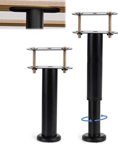 TVOOD 2Pcs Adjustable Bed Support Legs: Retractable Furniture Support Feet Heavy Duty Metal Leg Adjuster Bed Center Frame Slat for Cabinet Sofa Frame Replacement Parts 9-16 Inch