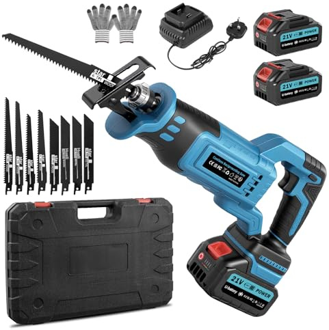 Lightasea Cordless Reciprocating Saw,21V Reciprocating Saw,0-4000 RPM Variable Speed Reciprocating Saws,Electric Saws to Cut Wood,Metal, for PVC Cutting with 8 Saw Blades,2 Batteries